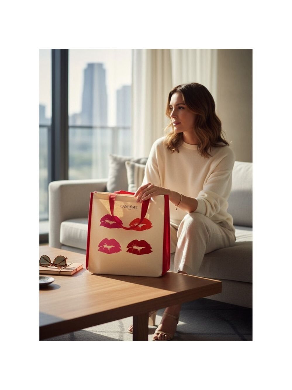 Lancôme Paris Multi-Lip Print Canvas Tote Bag Large New in Packaging